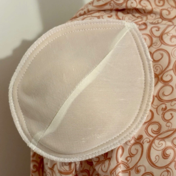 CHRISTIAN DIOR Excellent Vintage 90s Peach & Coral Swirl Print Silk Blouse 8 - Picture 8 of 8